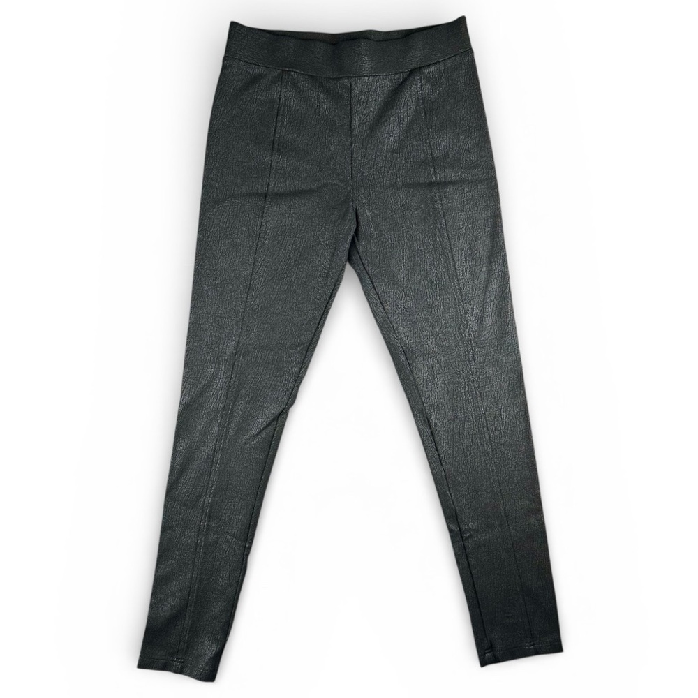 INC Faux Suede Leggings 8 Black Textured Animal Print Pull On Skinny Pants - Picture 2 of 8